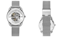 Stuhrling Women's Automatic Silver-Tone Mesh Bracelet Watch 36mm
